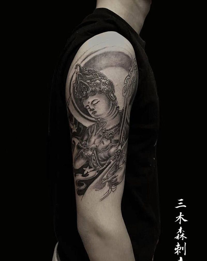 文殊纹身图片_手部新传统纹身图案