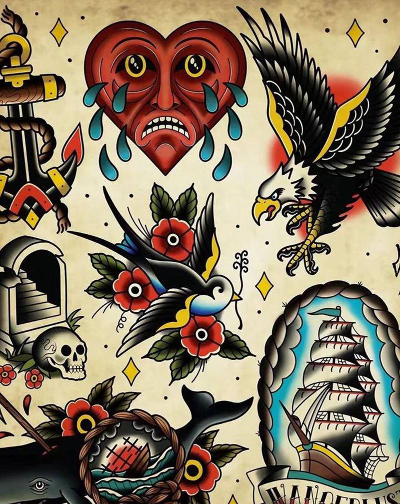 oid  school纹身图片_手部Old School纹身图案