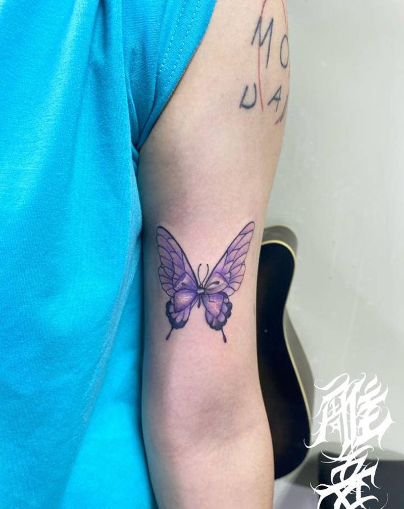 蝴蝶纹身图片_手臂New School纹身图案