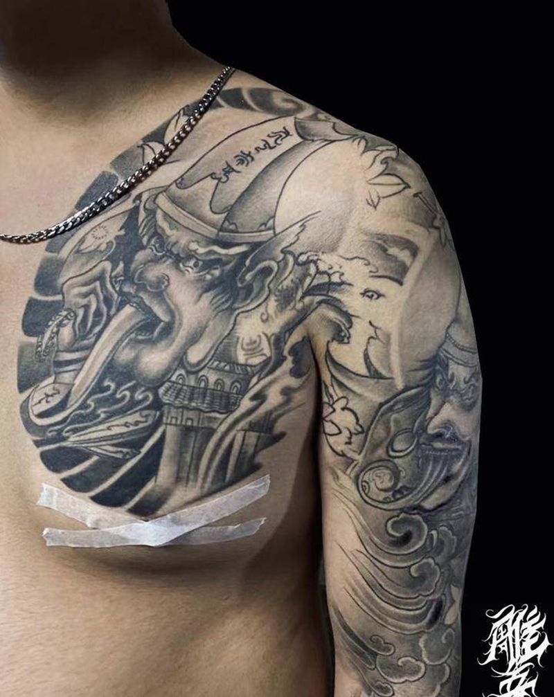 无常纹身图片_手臂胸部老传统纹身图案