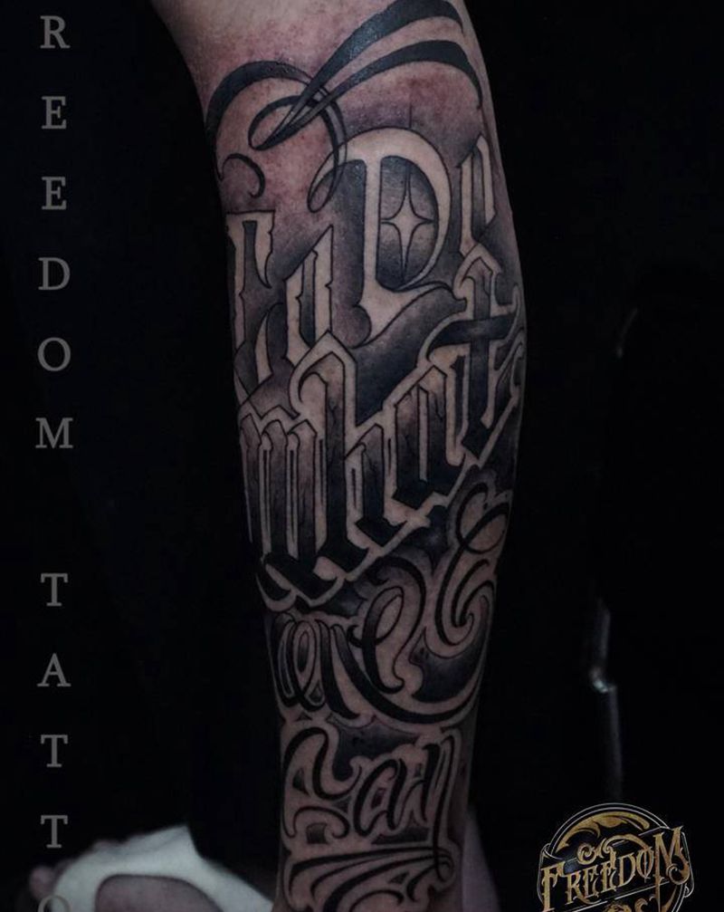 TO DO what one纹身图片_腿部花体字纹身图案