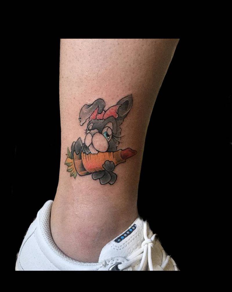 兔子纹身图片_腿部New School纹身图案