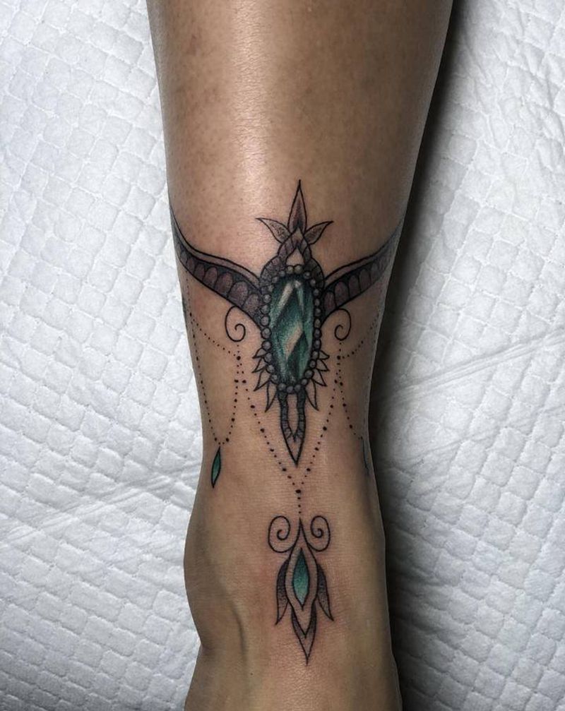 脚链纹身图片_脚部纹身图案