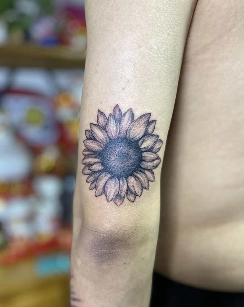 暗黑向日葵纹身图片_手臂纹身图案