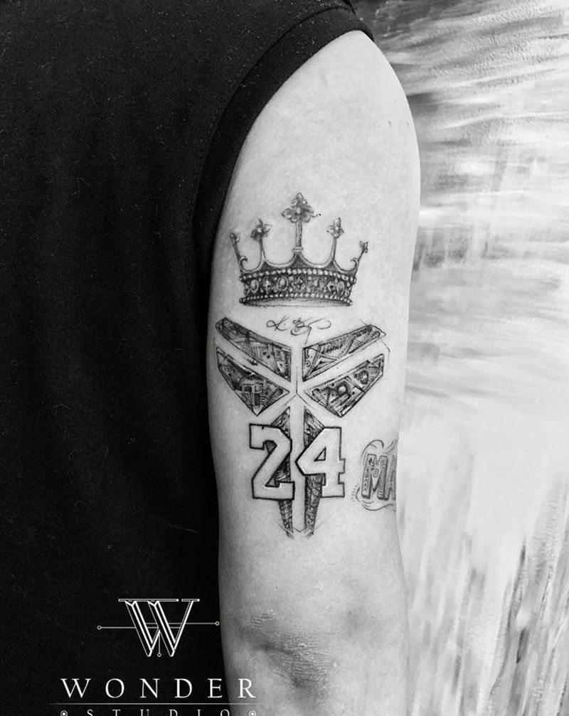Kobe纪念纹身纹身图片_手臂欧美写实科比 皇冠纹身图案