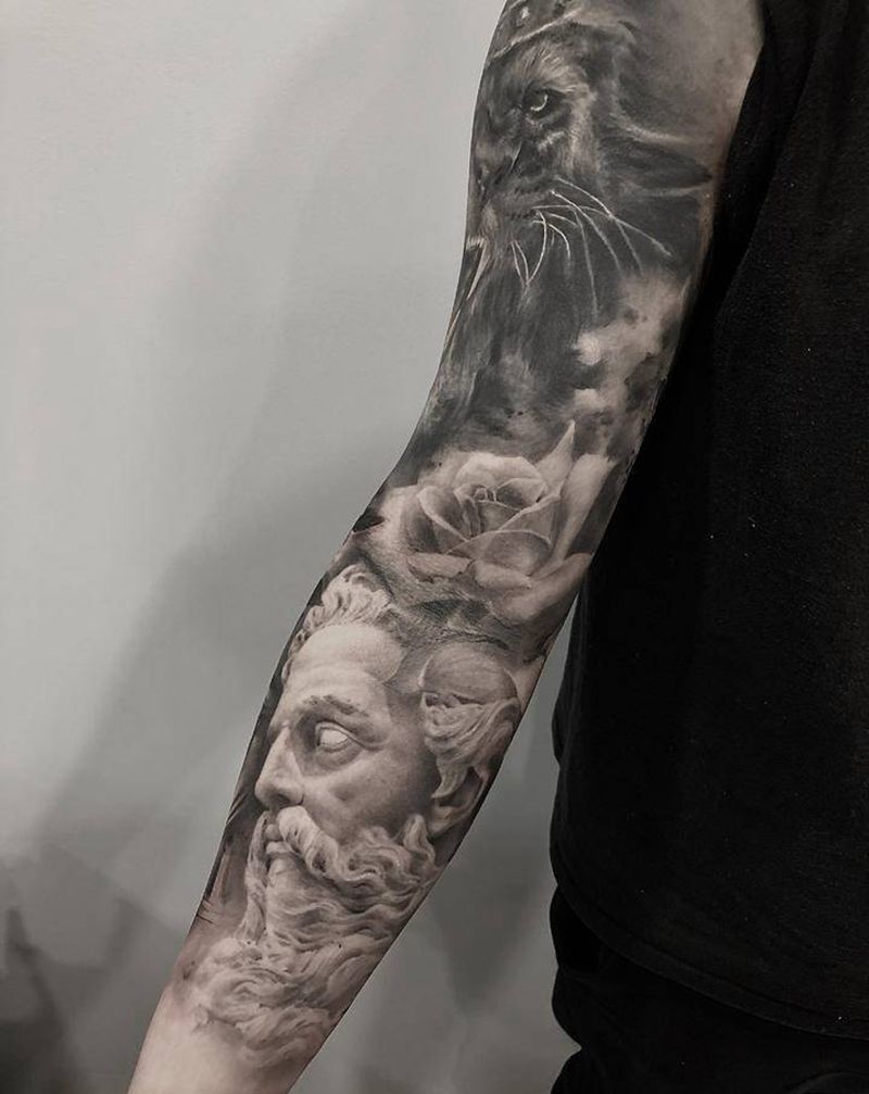 恢复后纹身图片_手臂欧美写实纹身图案