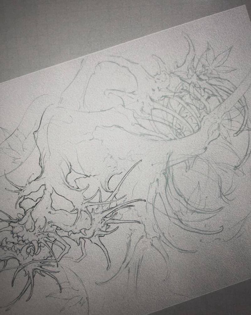 龙骨纹身图片_新传统纹身图案