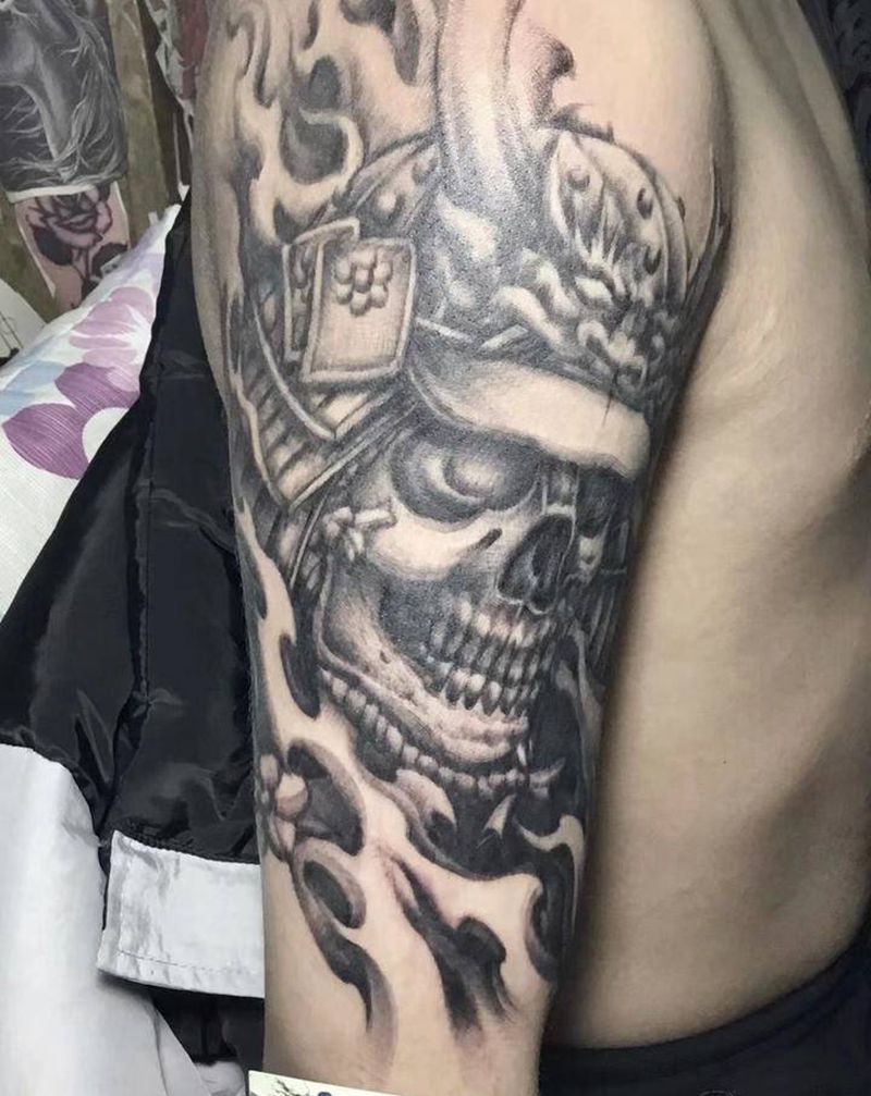 鬼武纹身图片_手臂新传统纹身图案