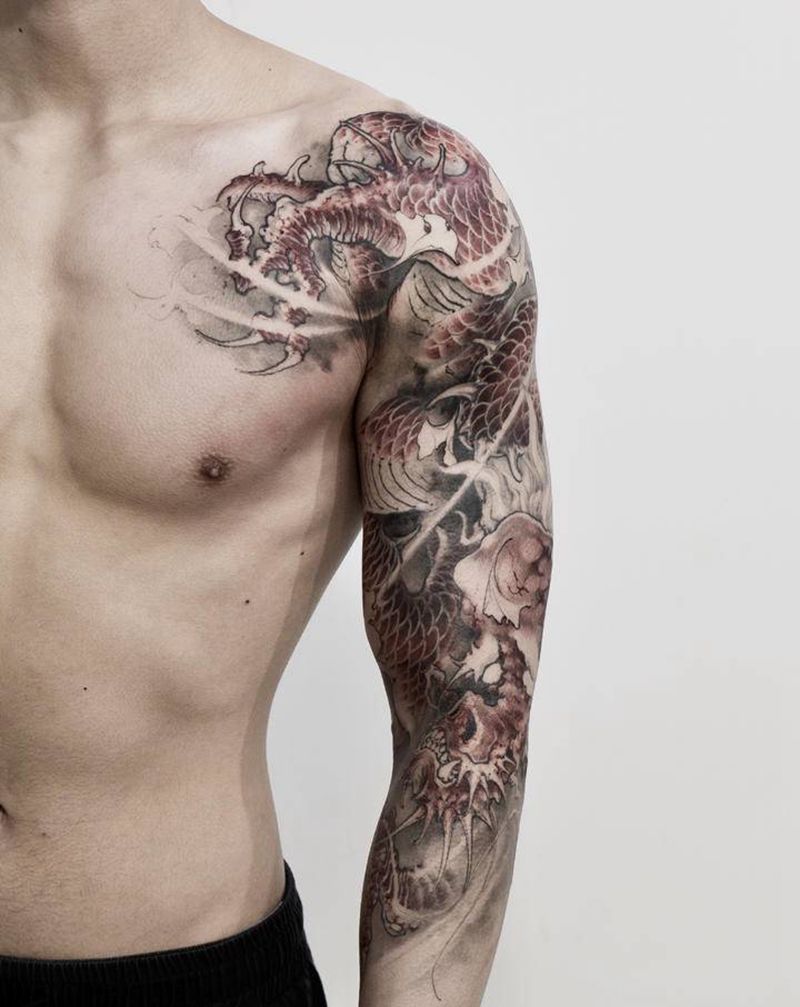 未完纹身图片_手臂胸部新传统纹身图案