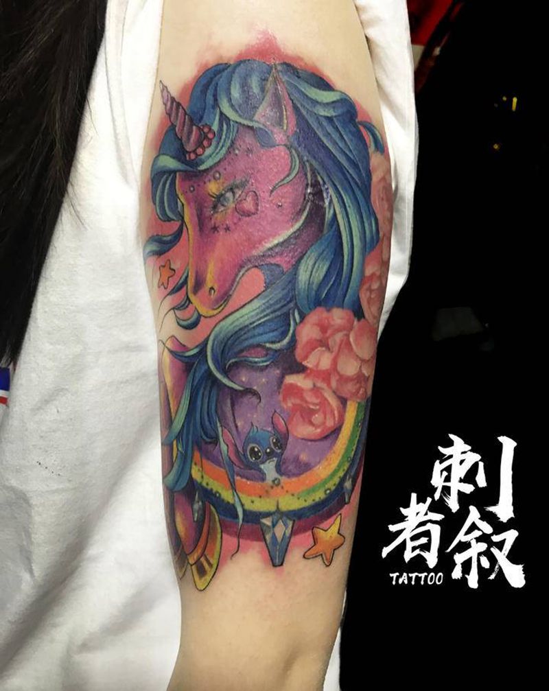 独角兽纹身图片_手臂纹身图案