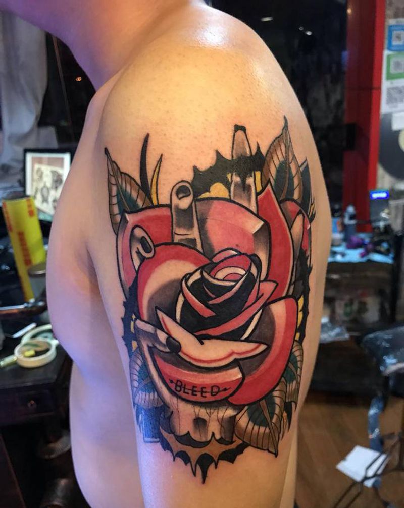 待完成纹身图片_手臂New School纹身图案