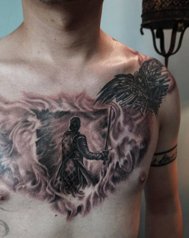 权力游戏纹身图片_胸部纹身图案