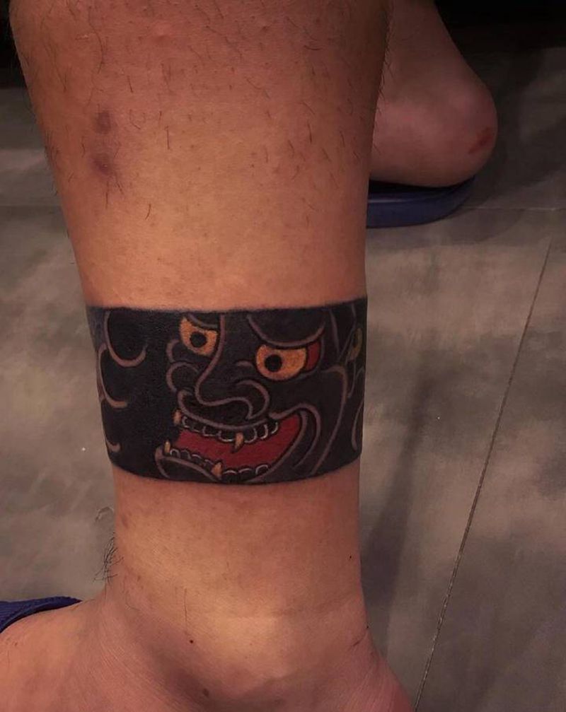 老传统脚环纹身图片_脚部腿部老传统图腾纹身图案