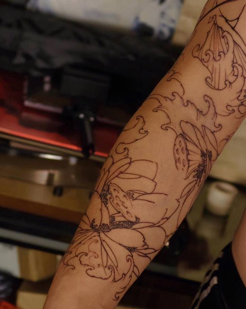进度纹身图片_手臂新传统纹身图案