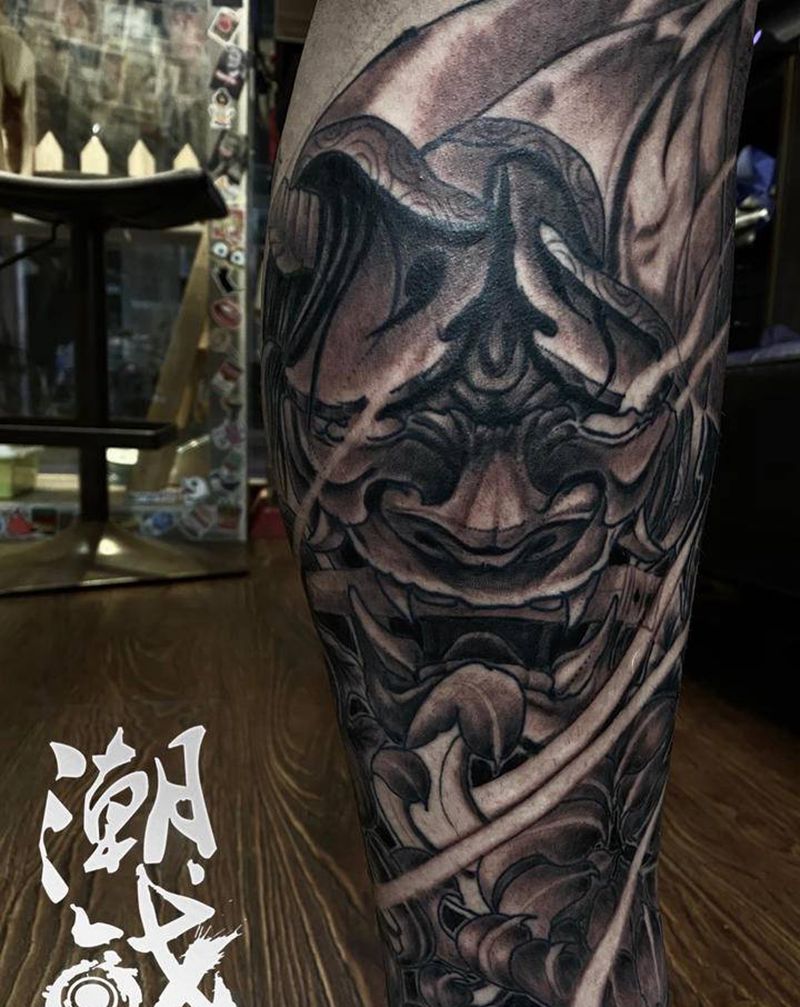 新传统般若纹身图片_腿部手臂新传统New School纹身图案