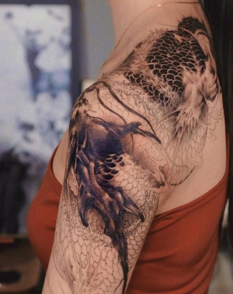 进度纹身图片_手臂新传统纹身图案