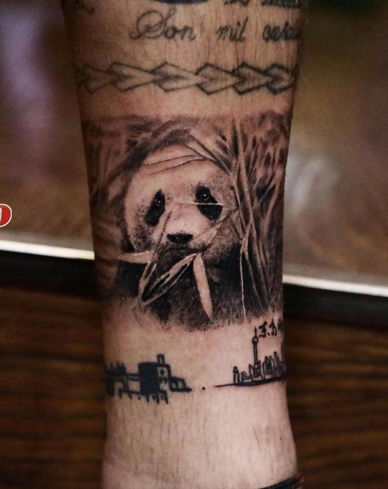 外国友人的爱国情怀吧纹身图片_腿部欧美写实纹身图案