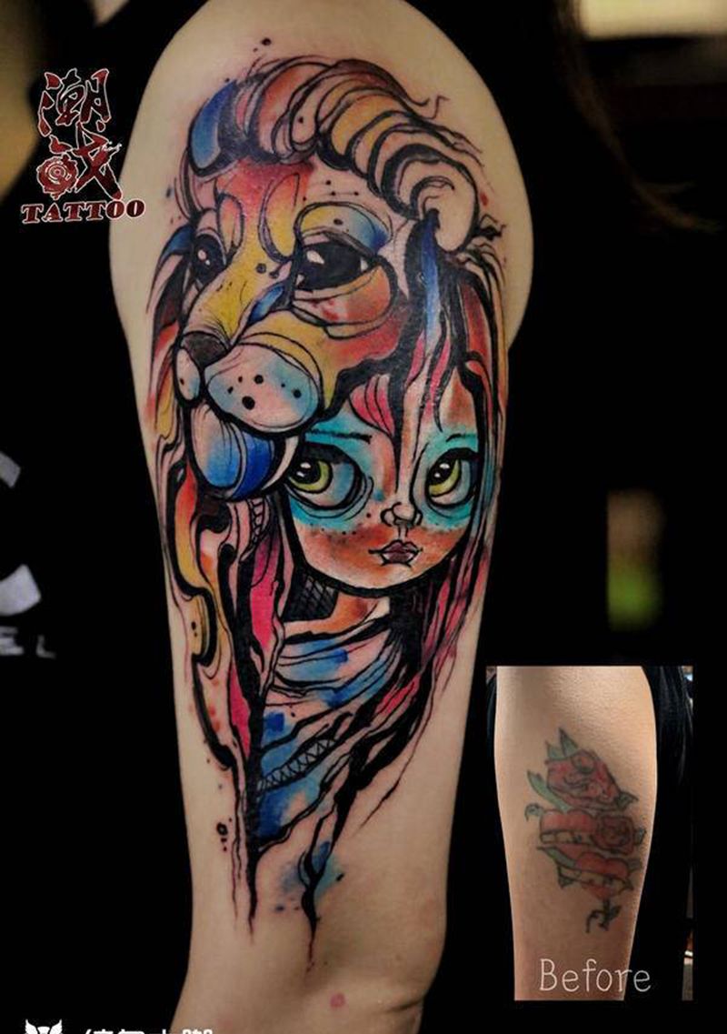 遮盖篇纹身图片_手臂欧美写实纹身图案