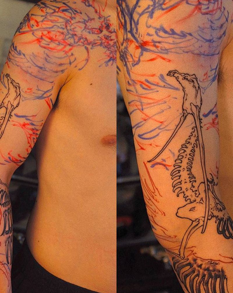 进度纹身图片_手臂新传统纹身图案