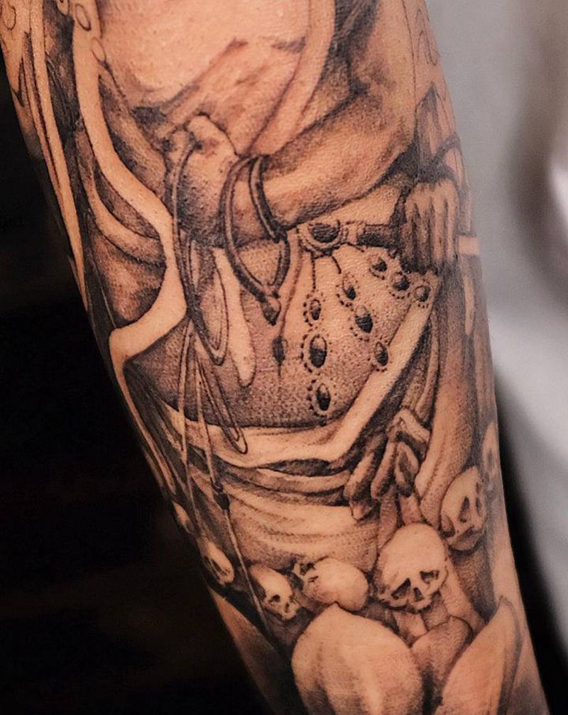 单针扫荡纹身图片_手臂新传统纹身图案