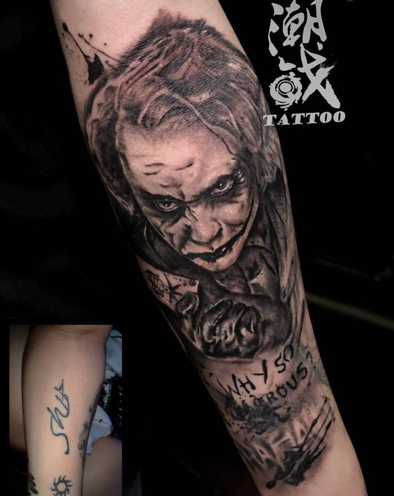 joker（遮盖）纹身图片_手臂欧美写实纹身图案