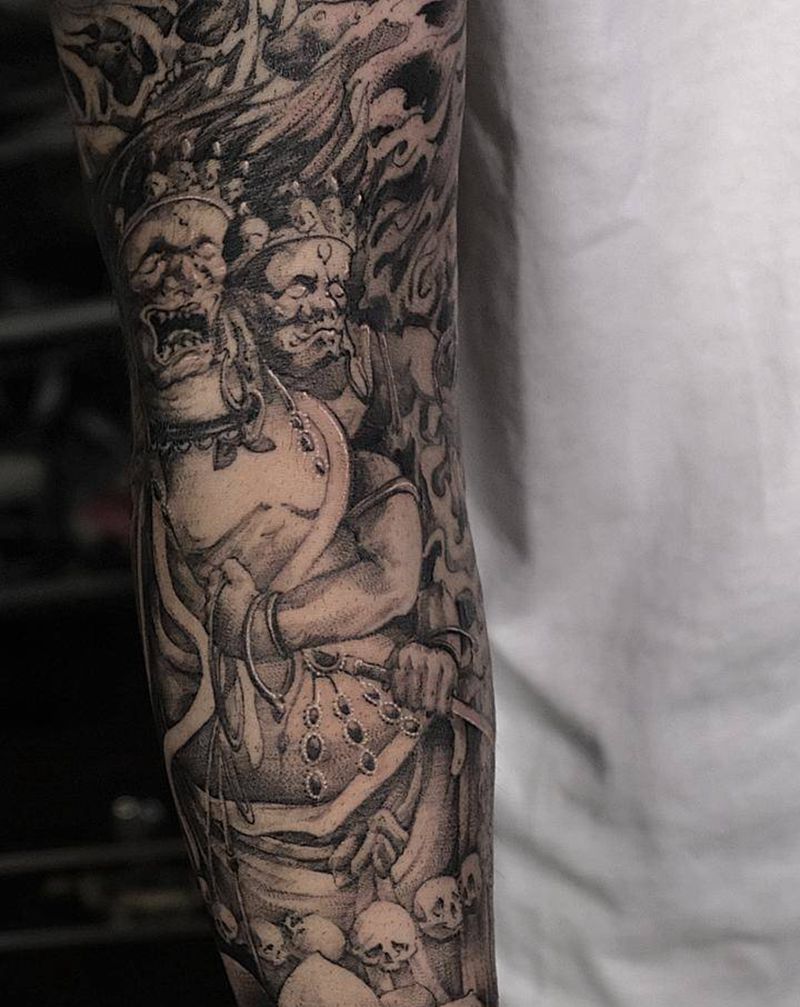 马头金刚纹身图片_手臂新传统马头金刚纹身图案