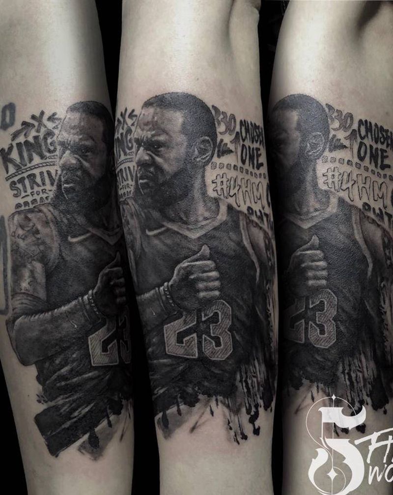勒布朗詹姆斯纹身图片_手臂欧美写实纹身图案