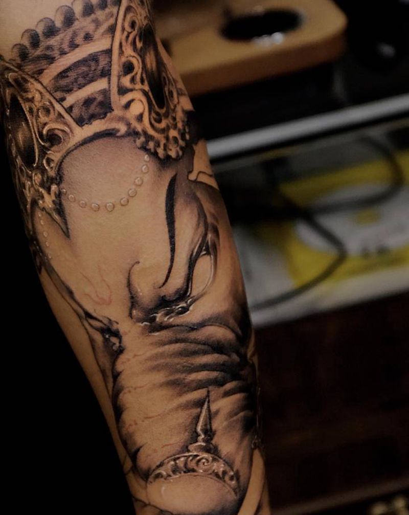 象财天 进度纹身图片_手部新传统纹身图案