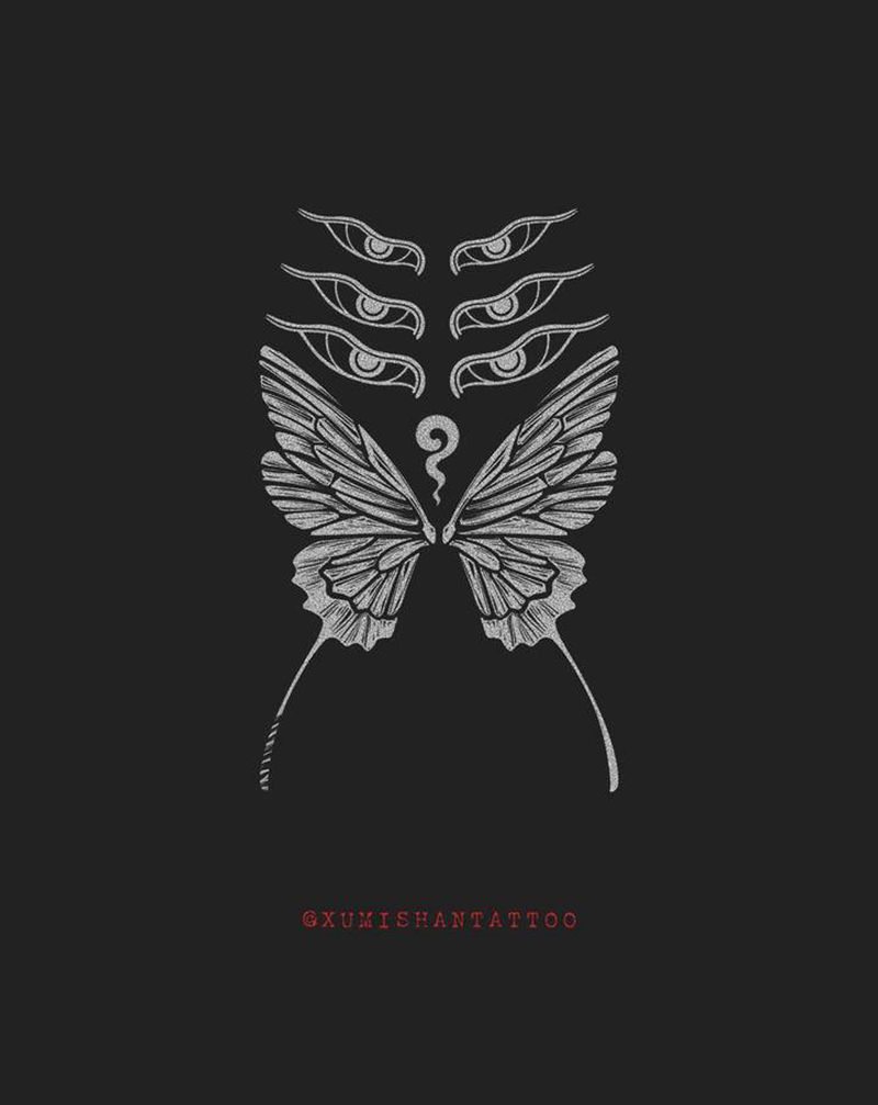 目纹身图片_腰部纹身图案