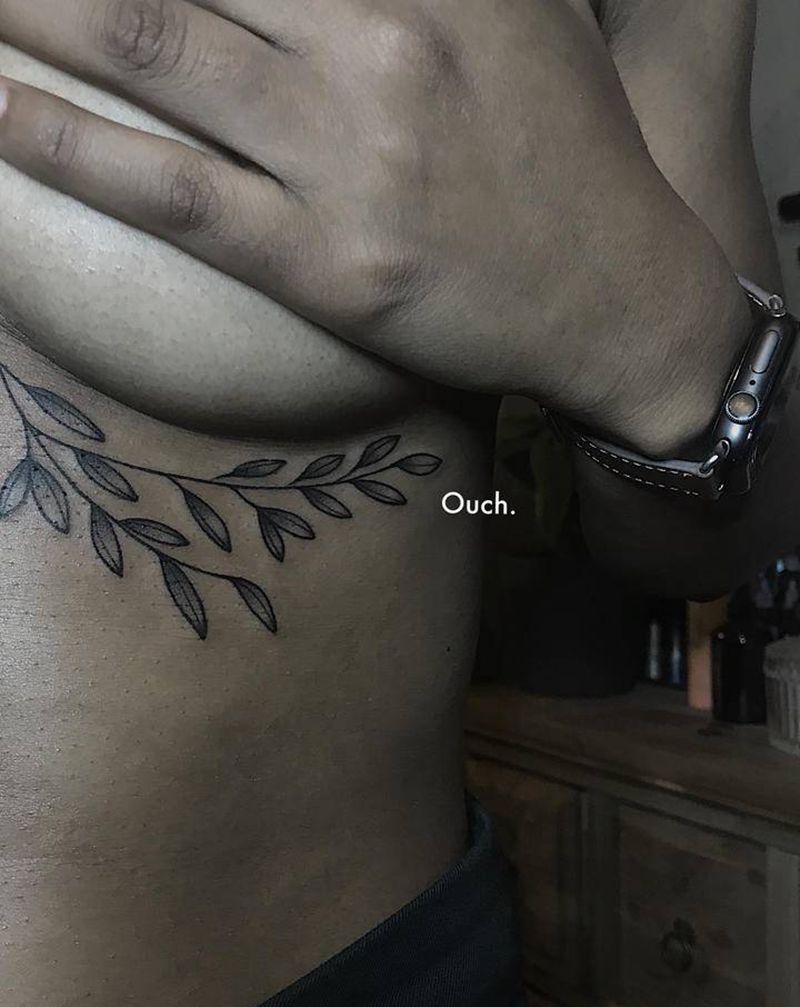 叶纹身图片_胸部纹身图案