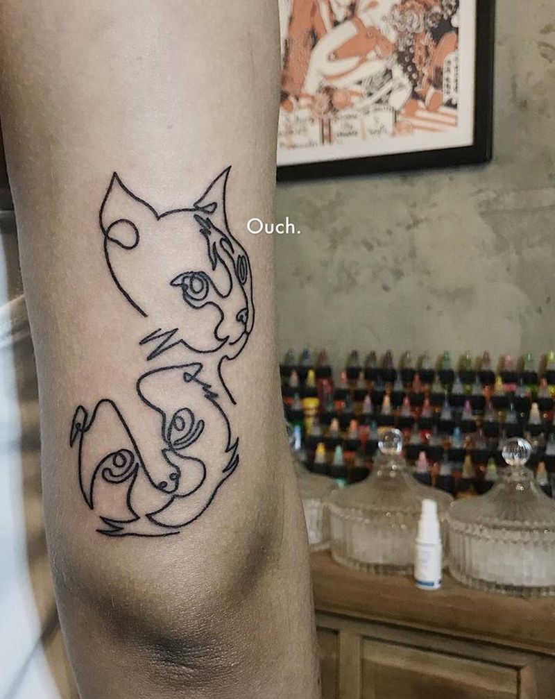 猫纹身图片_手臂纹身图案