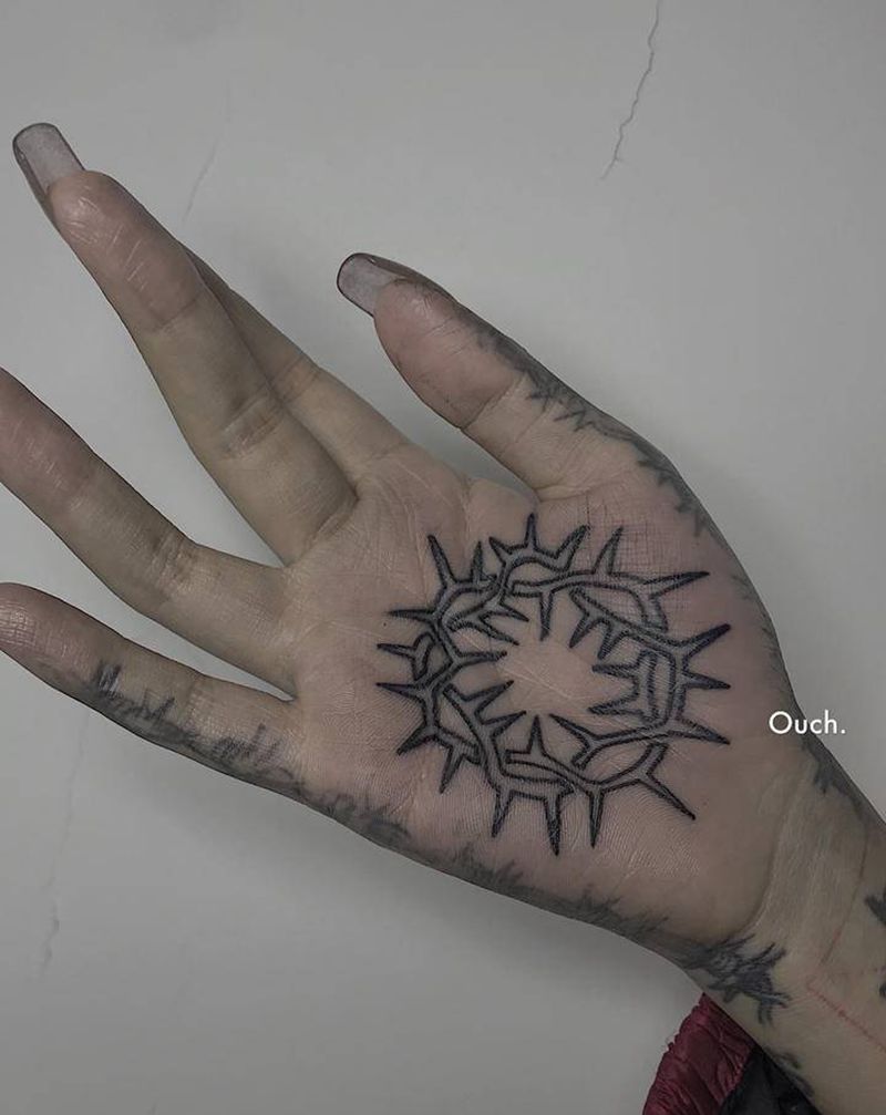 荆棘纹身图片_手部纹身图案