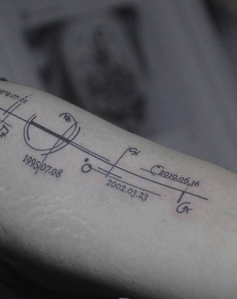 时间轴纹身图片_手臂纹身图案