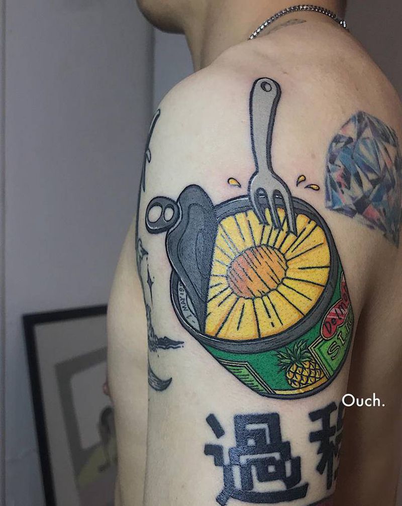 凤梨罐头纹身图片_手臂纹身图案