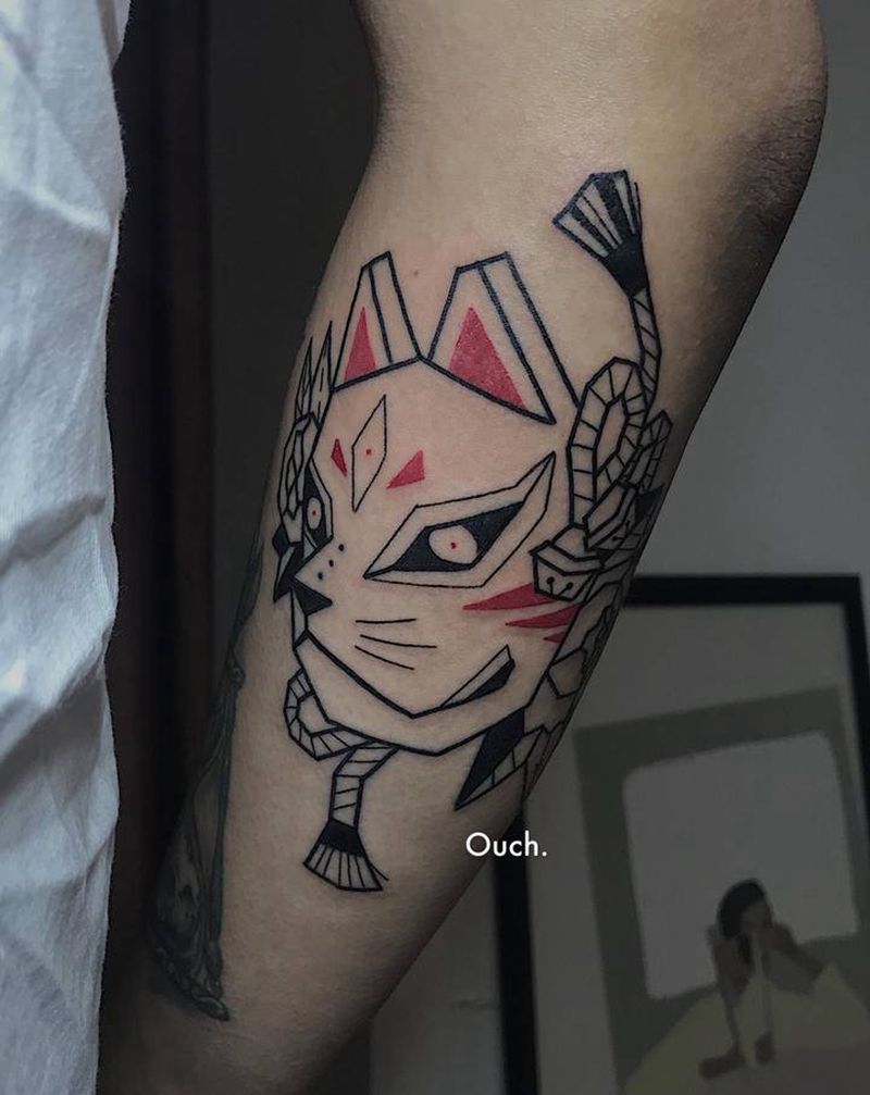 狐仙面具纹身图片_手臂纹身图案