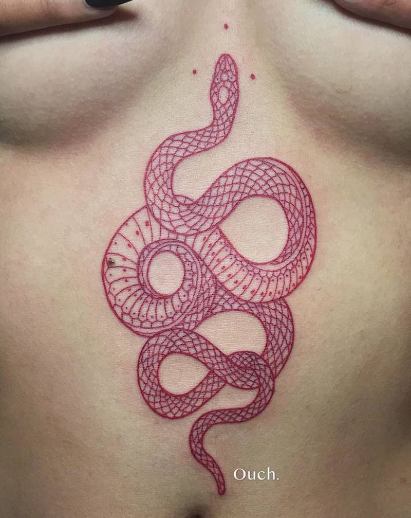 蛇纹身图片_腹部纹身图案