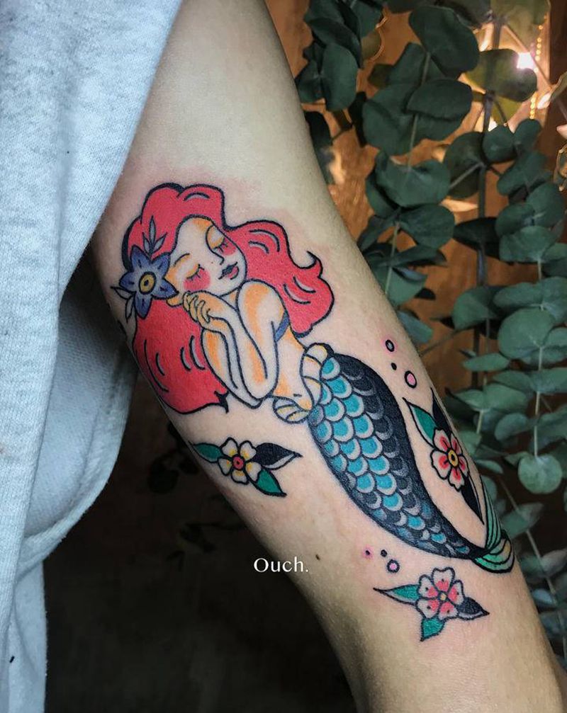 小美人鱼纹身图片_手臂纹身图案