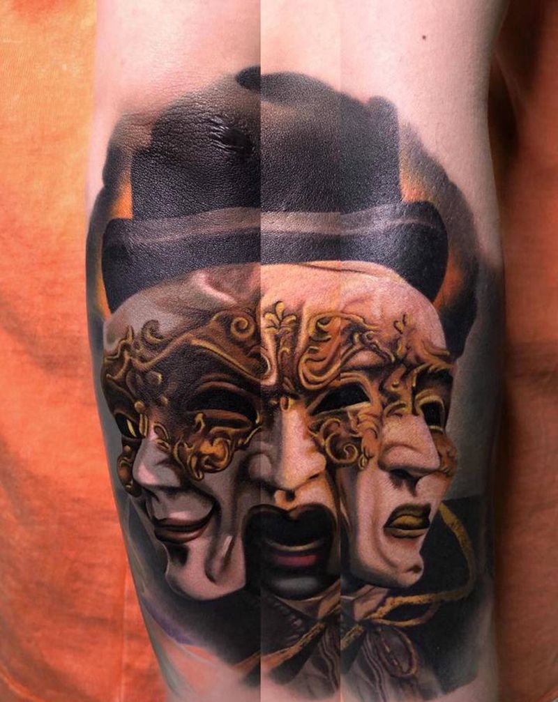 三面纹身图片_欧美写实纹身图案