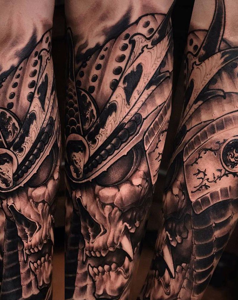 史前大名纹身图片_腿部新传统纹身图案