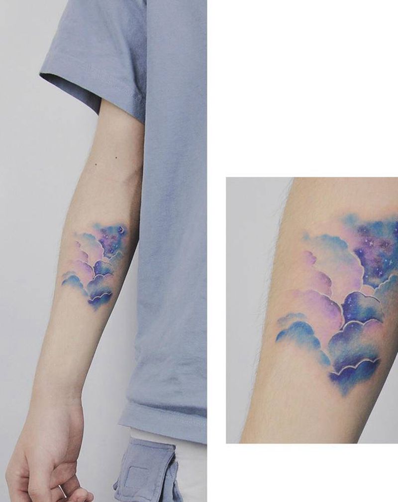 小清新纹身图片_手臂水彩纹身图案