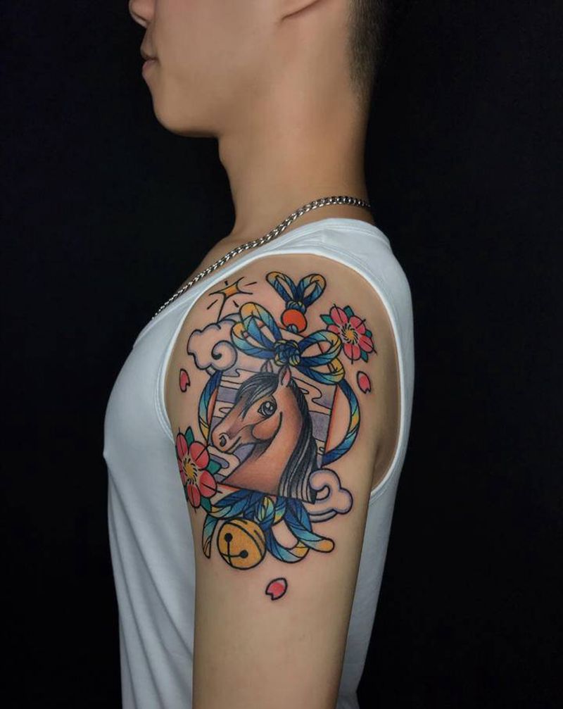 御守纹身图片_手臂Old School纹身图案