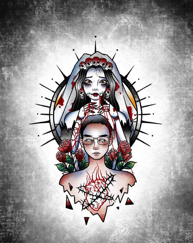 肖像设计纹身图片_手臂Old School纹身图案