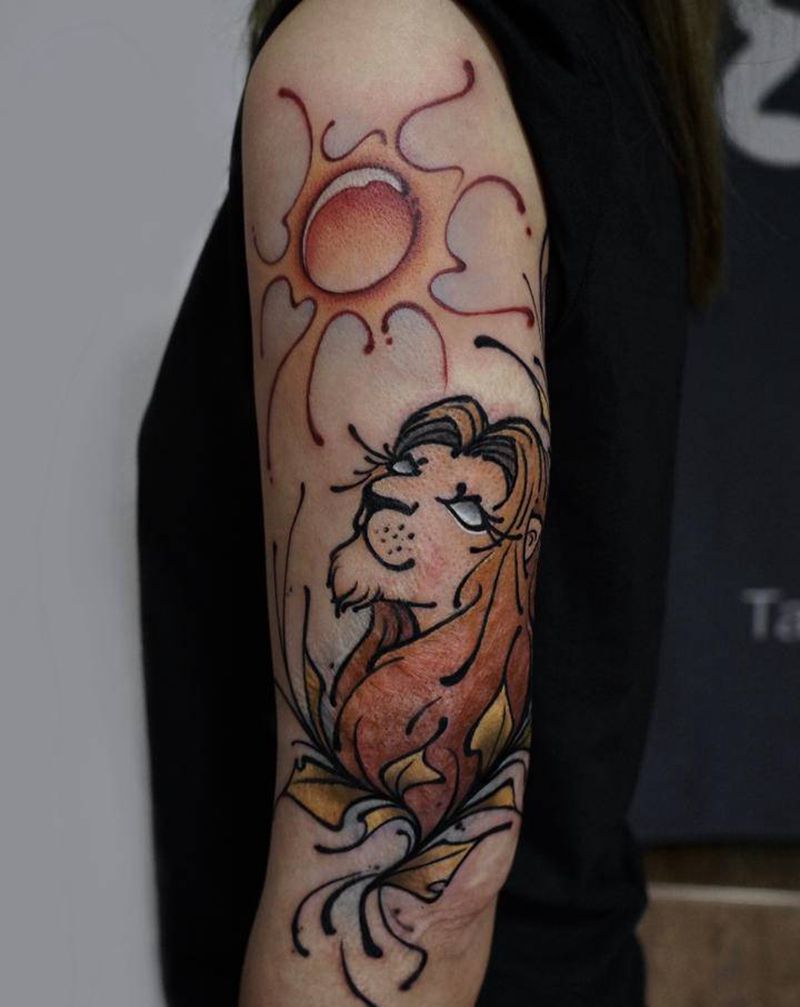 狮子王纹身图片_手臂纹身图案