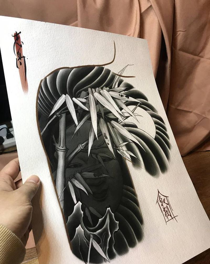 能具纹身图片_胸部手臂新传统戏剧纹身图案