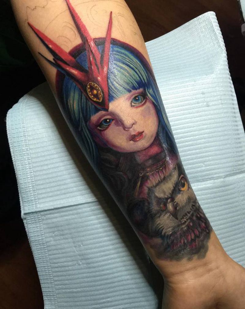 娃娃系列纹身纹身图片_手臂纹身图案