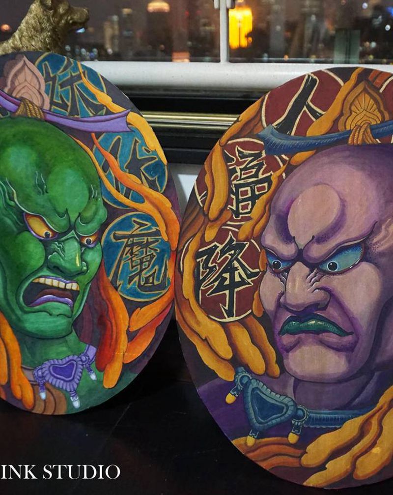 护法大神纹身图片_胸部肩部新传统护法神鬼神题材纹身图案