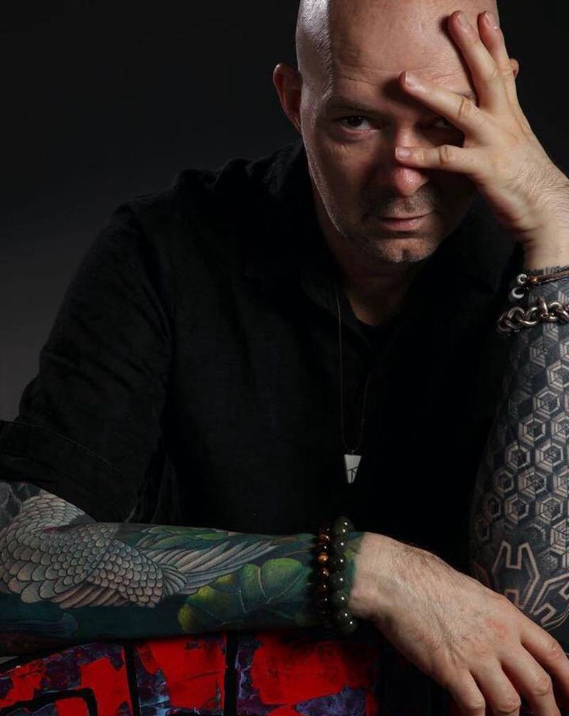 几何构成花臂纹身图片_手臂图腾几何纹身图案