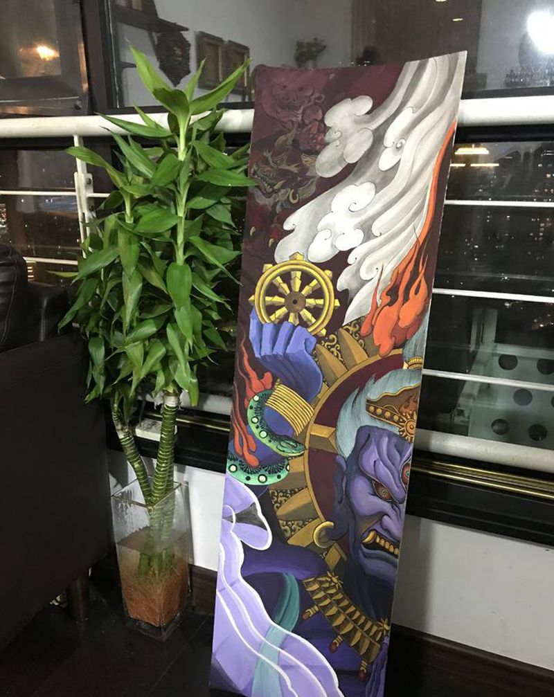 多闻天王纹身图片_肩部腿部新传统鬼神护法纹身图案