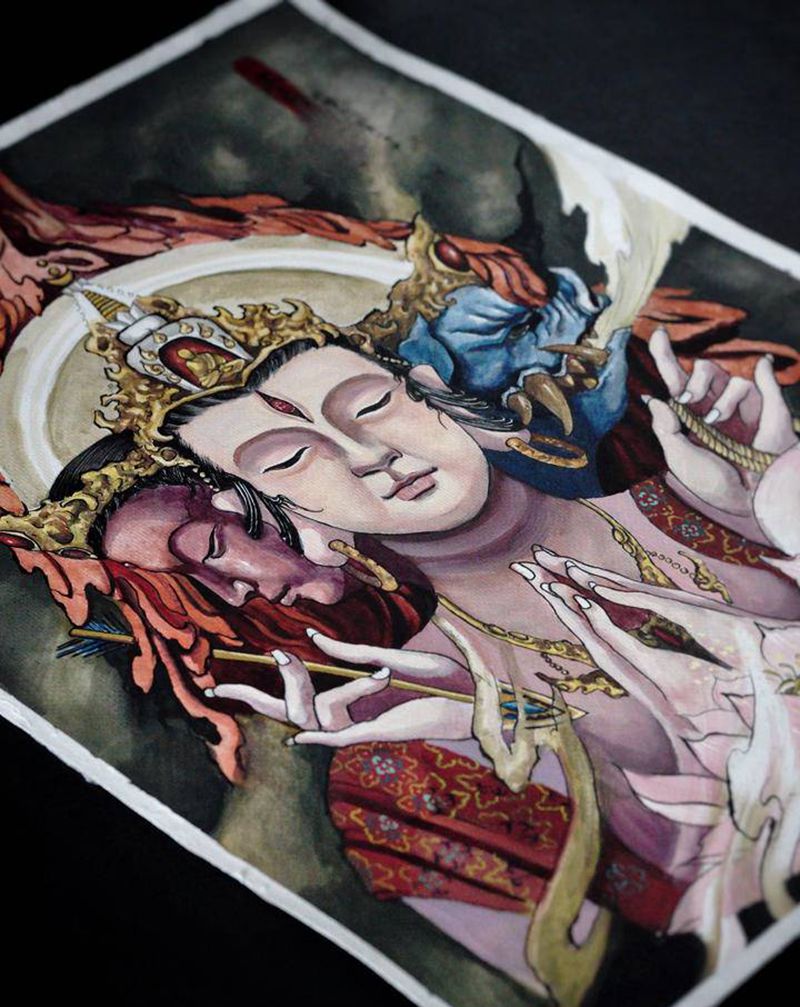 摩利支天纹身图片_手臂腿部新传统纹身图案