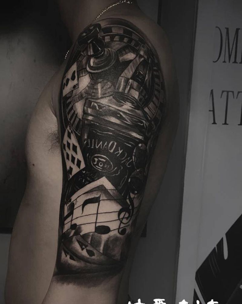 西海岸风格纹身图片_手臂欧美写实纹身图案